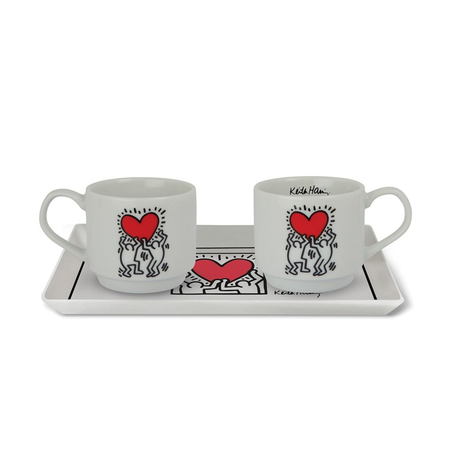 Colazione Egan | Set 2 Tazzine Caffe Impilabili Con Vassoio K.Haring