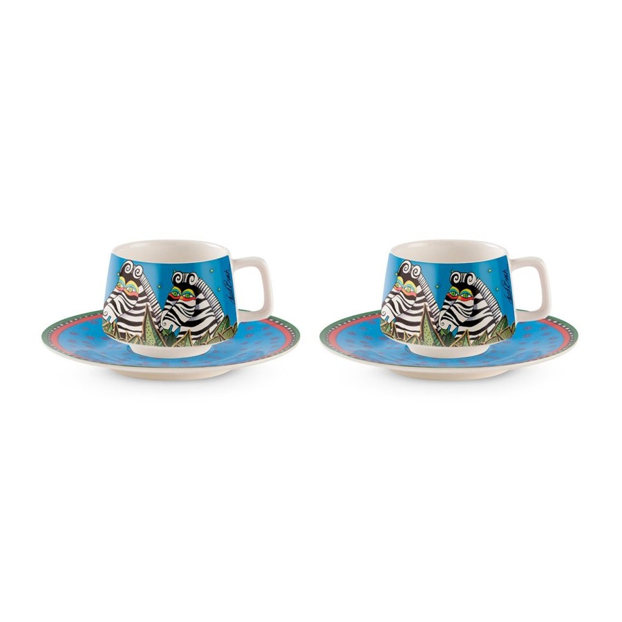 Colazione Egan | Set 2 Tazze Caffe Laurel Burch Jungle Azzurre