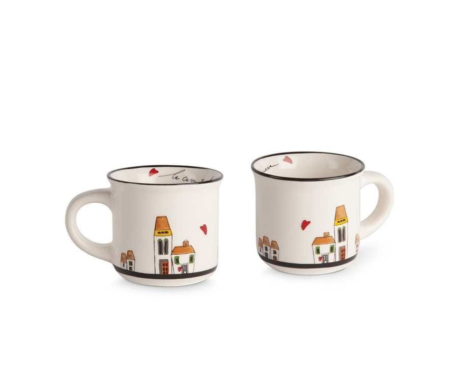 Colazione Egan | Set 2 Mini Mug Con Zuccheriera E Vassoio Le Casette