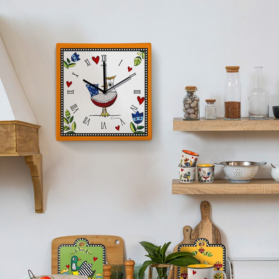 Arredo Casa Egan | Orologio Cocorico Arancio 31X31