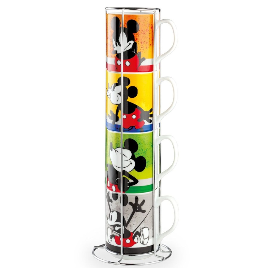 Colazione Egan | Set 4 Mug Impilabili+ Metalrack Ml.350