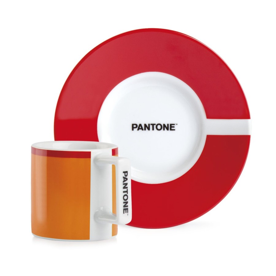 Colazione Egan | Tazzina Caffe Con Piattino Pantone Solid Arancio/Rosso