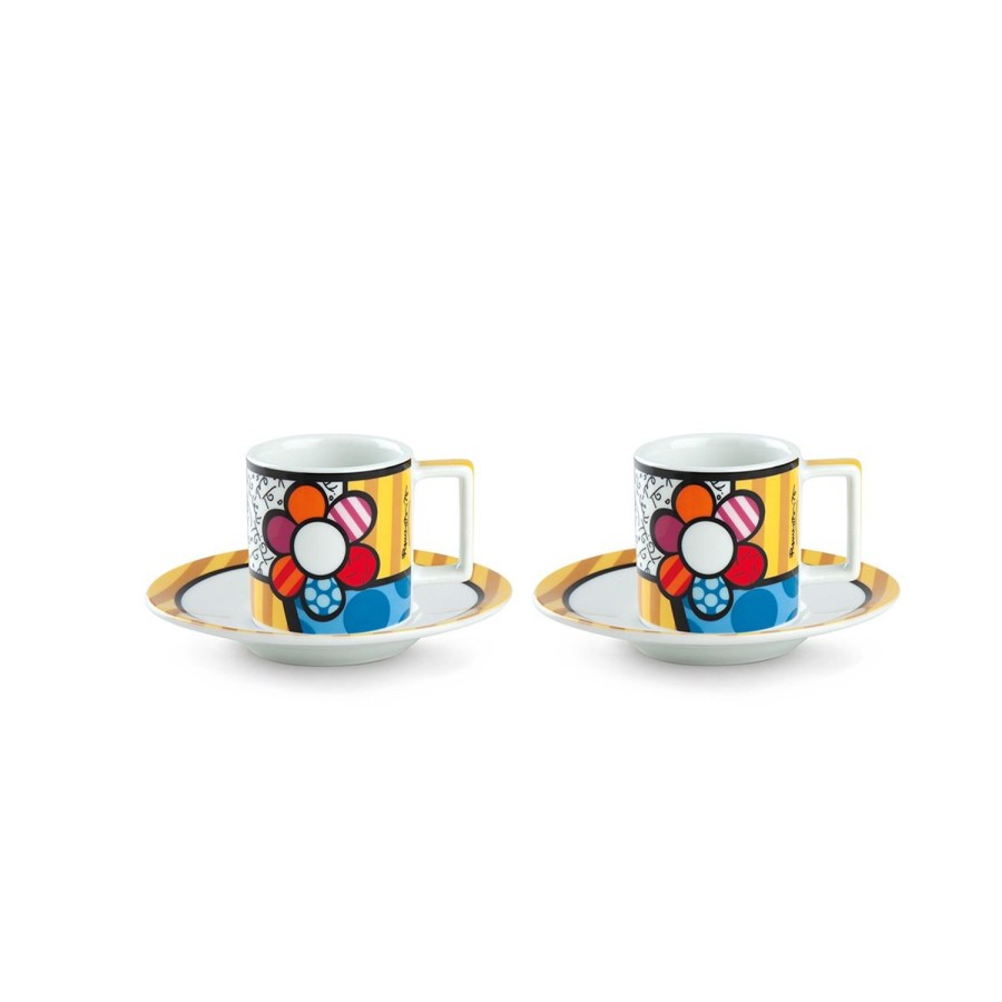 Colazione Egan | Set 2 Tazzine Caffe Con Piattino Britto Fiore