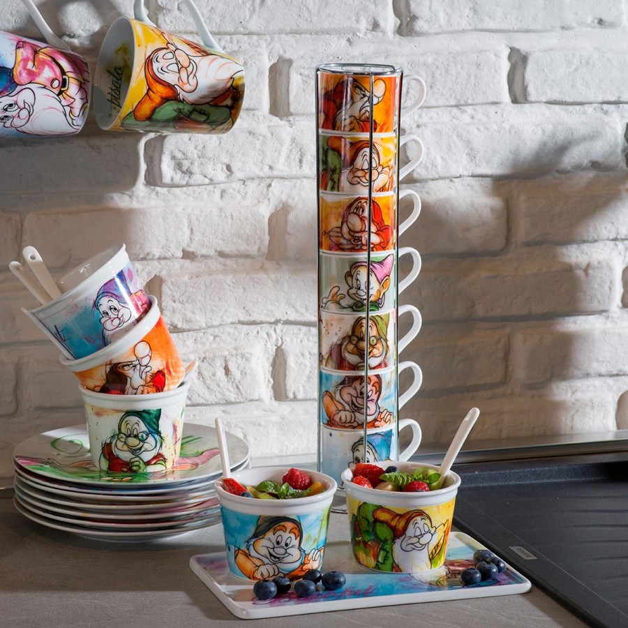 Colazione Egan | Set 7 Tazze Caffe 7 Nani Con Metal Rack