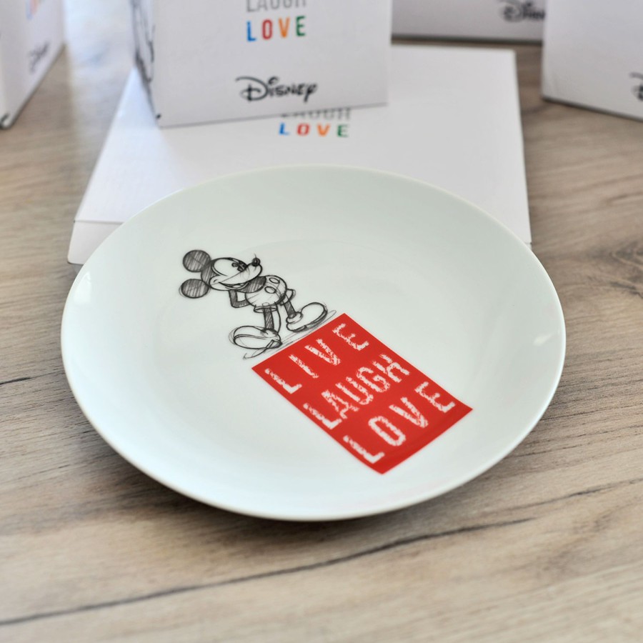 Tavola Egan | Set Piatto Dolce E Bowl Mickey Live Laugh Love Rosso