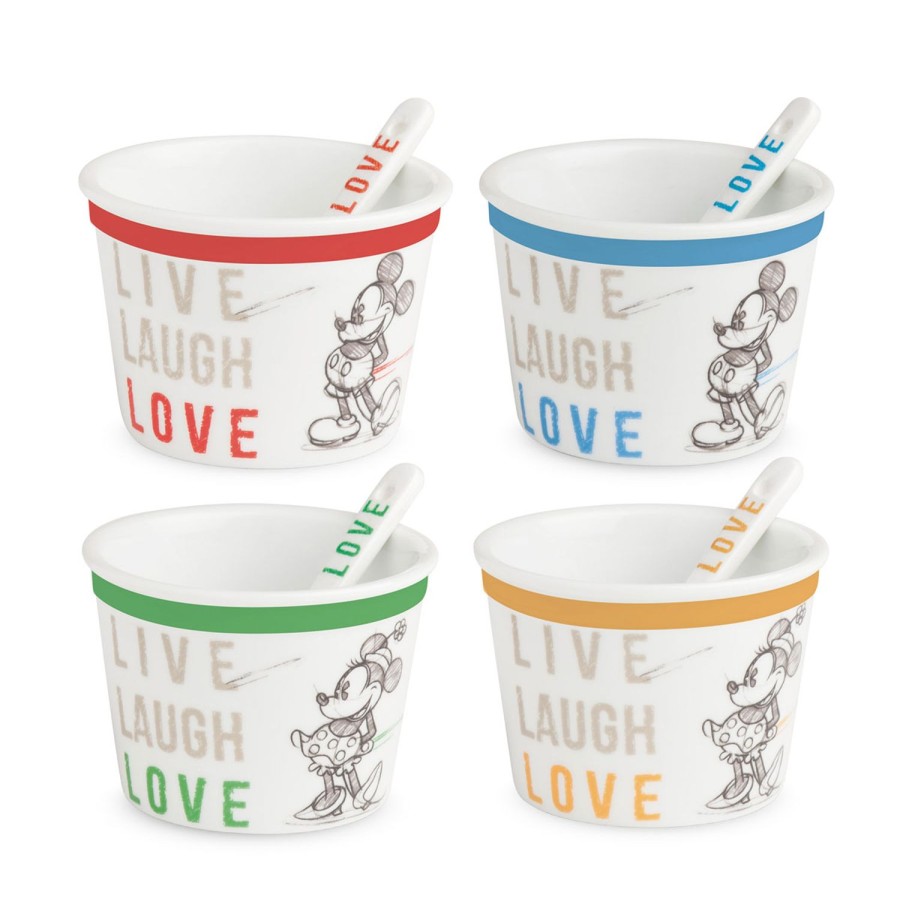 Tavola Egan | Set 4 Coppette Gelato Con Cucchiaino Live Laugh Love