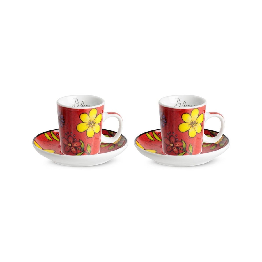 Colazione Egan | Set 2 Tazze Caffe Bellamore Rosso Ml 100