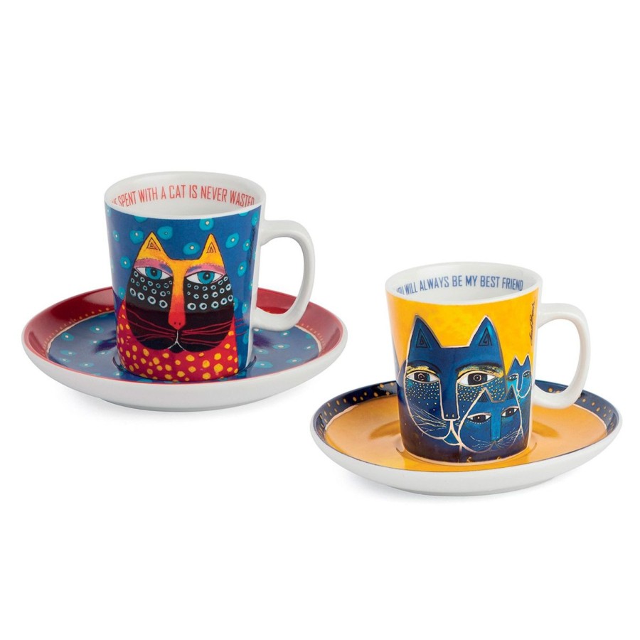 Colazione Egan | Set 2 Tazze Caffe Laurel Burch Blu/Giallo