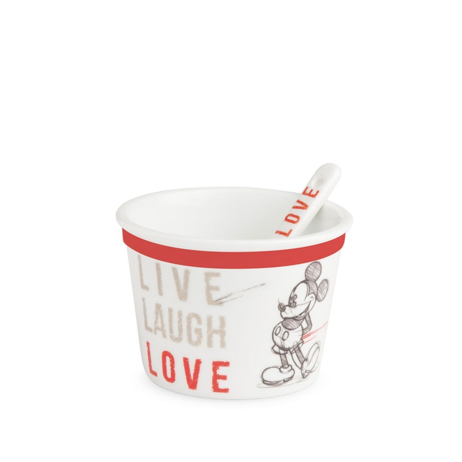 Tavola Egan | Coppetta Gelato Con Cucchiaio Mickey Live Laugh Love Rosso