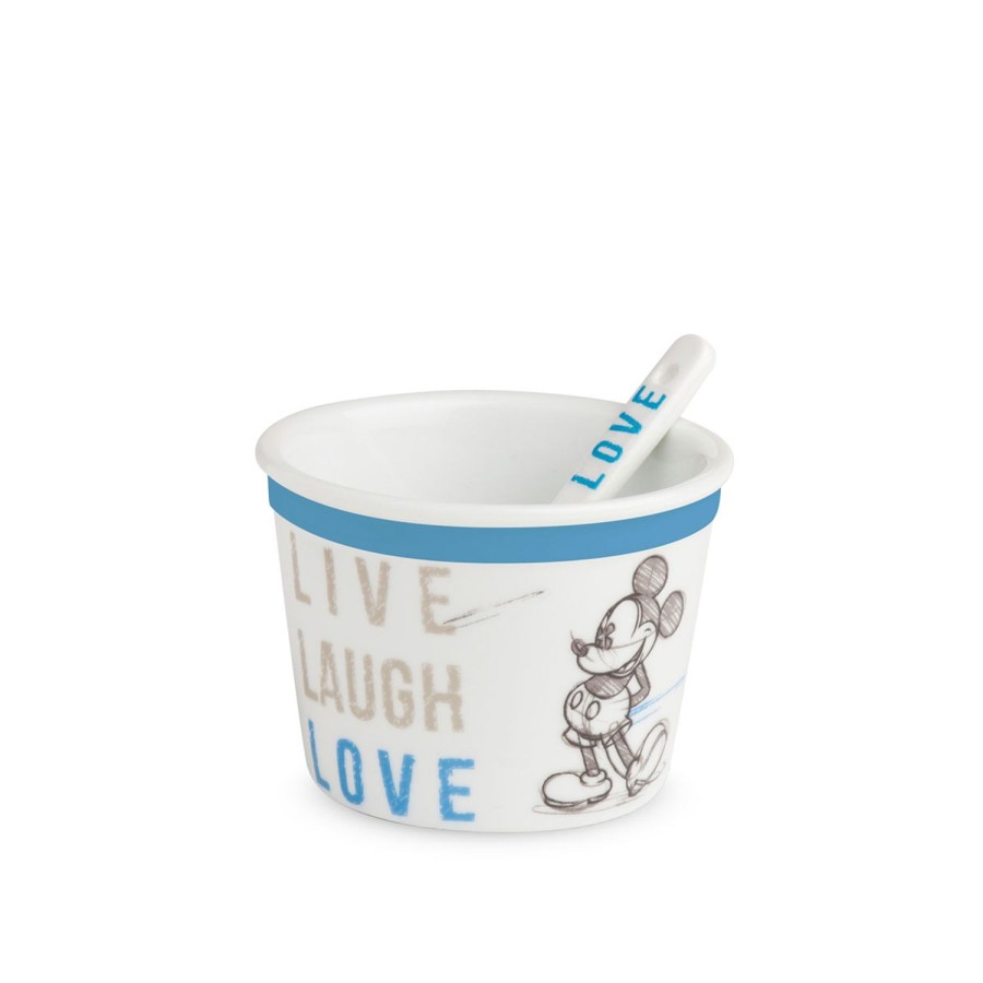 Tavola Egan | Coppetta Gelato Con Cucchiaio Mickey Live Laugh Love Blu