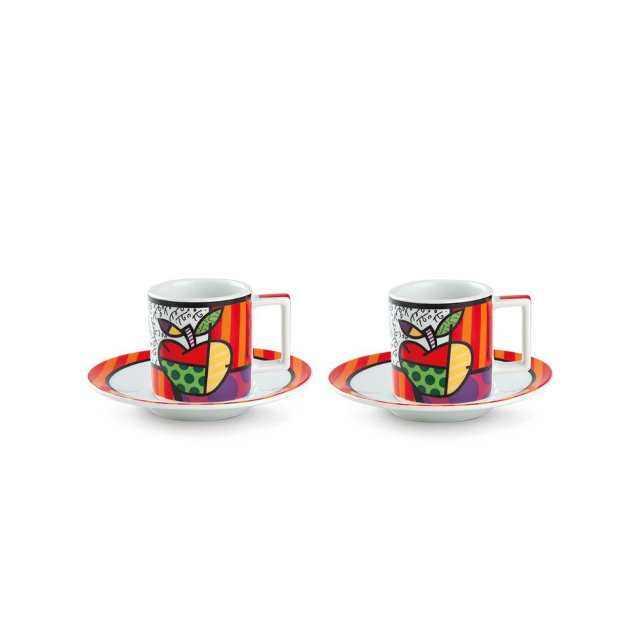 Colazione Egan | Set 2 Tazzine Caffe Con Piattino Britto Mela