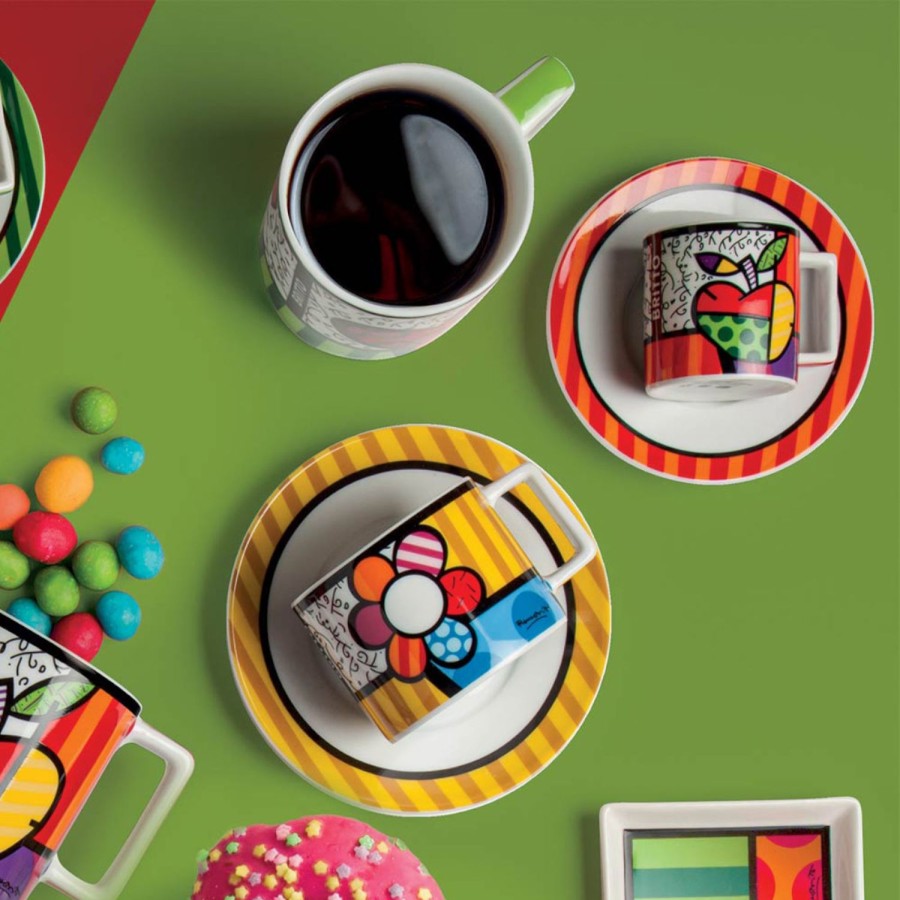 Colazione Egan | Set 2 Tazze Cappuccino Con Piattino Britto Fiore