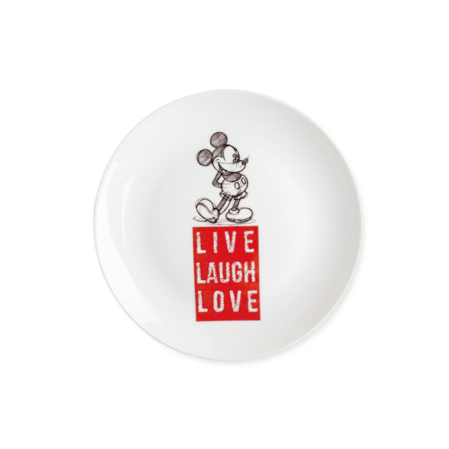 Tavola Egan | Piatto Dolce Mickey Live Laugh Love Rosso