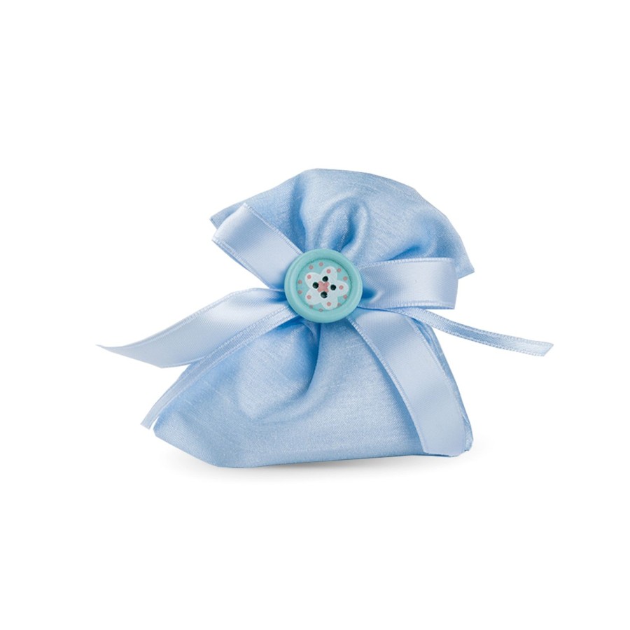 Bomboniere Egan | Kit 4 Porta Confetti Bottone Azzurro Chiaro