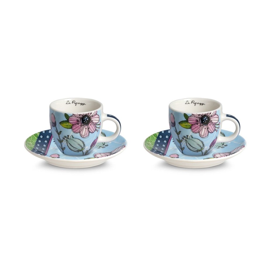 Colazione Egan | Set 2 Tazze Caffe Le Pupazze Azzurro Ml 100