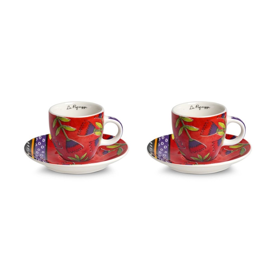 Colazione Egan | Set 2 Tazze Caffe Le Pupazze Rosso Ml 100