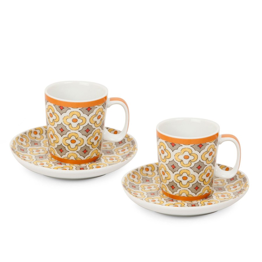 Colazione Egan | Set 2 Tazze Caffe Con Piattini Majorica Senape