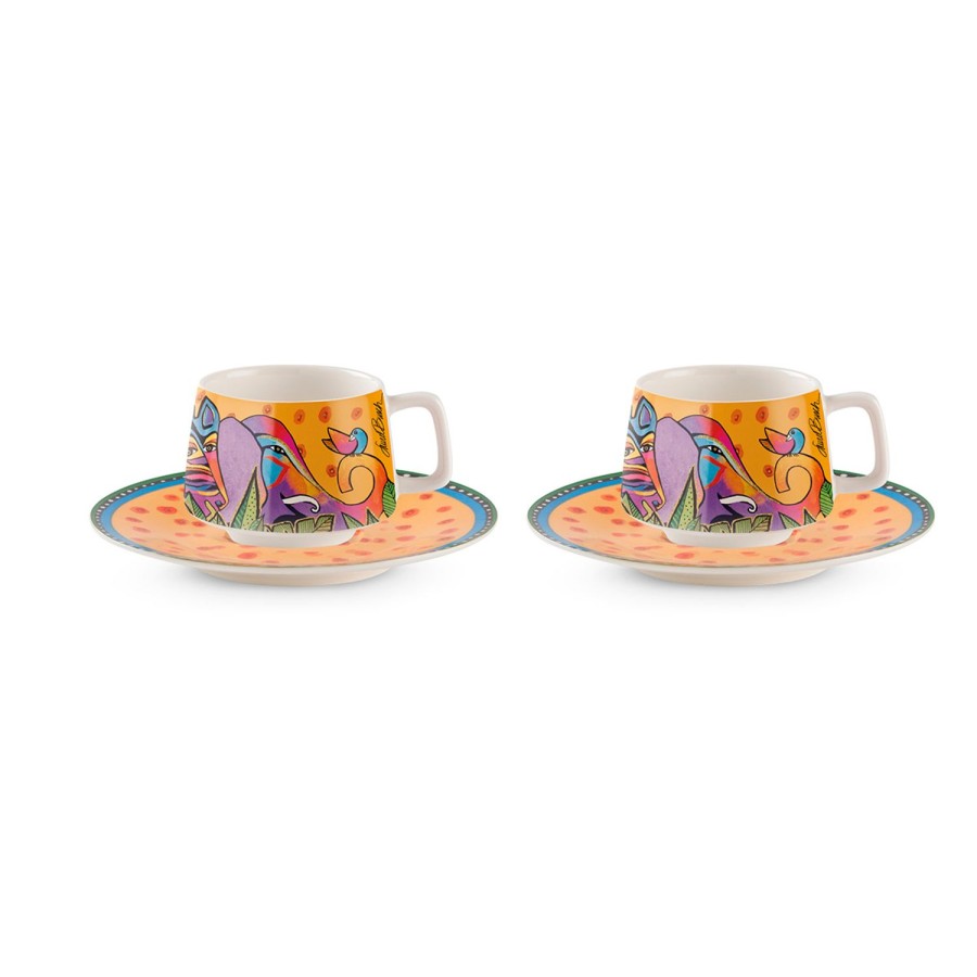 Colazione Egan | Set 2 Tazze Caffe Laurel Burch Jungle Gialle