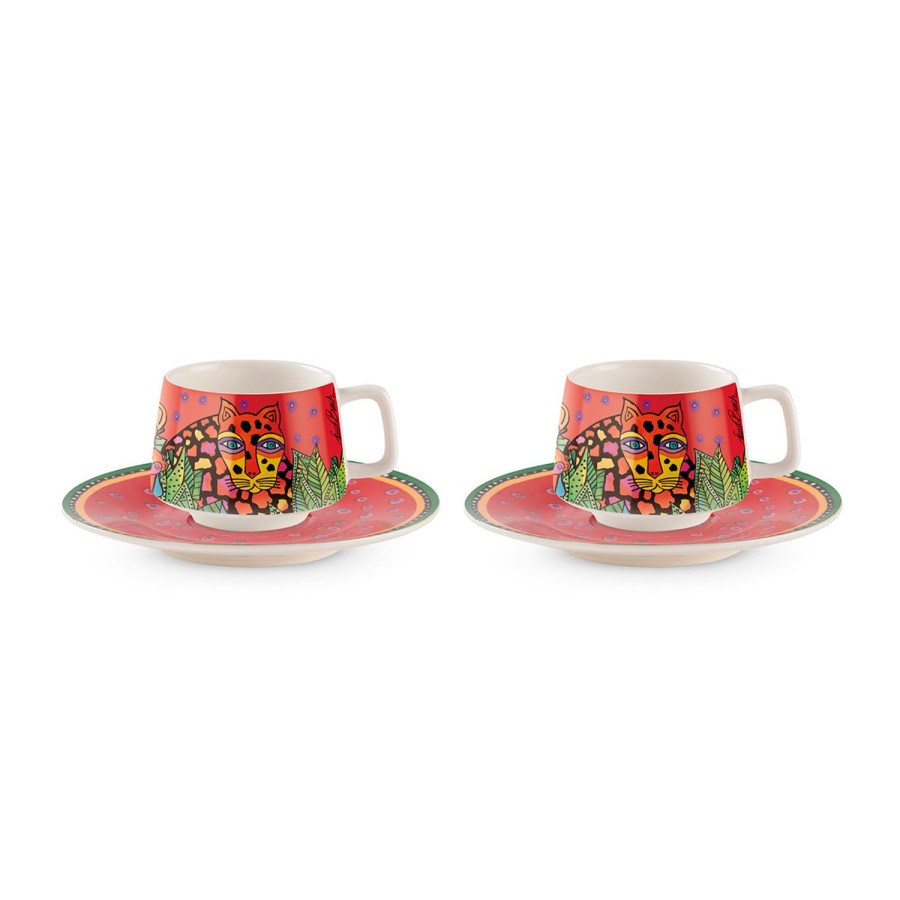 Colazione Egan | Set 2 Tazze Caffe Laurel Burch Jungle Rosse